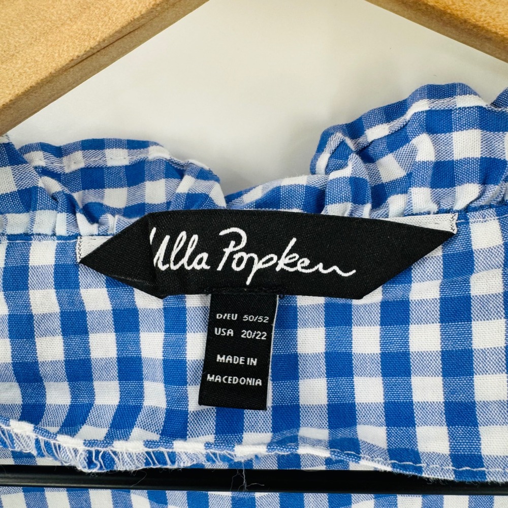 Ulla Popken Gingham Ruffle Neck Button Front Cott… - image 4